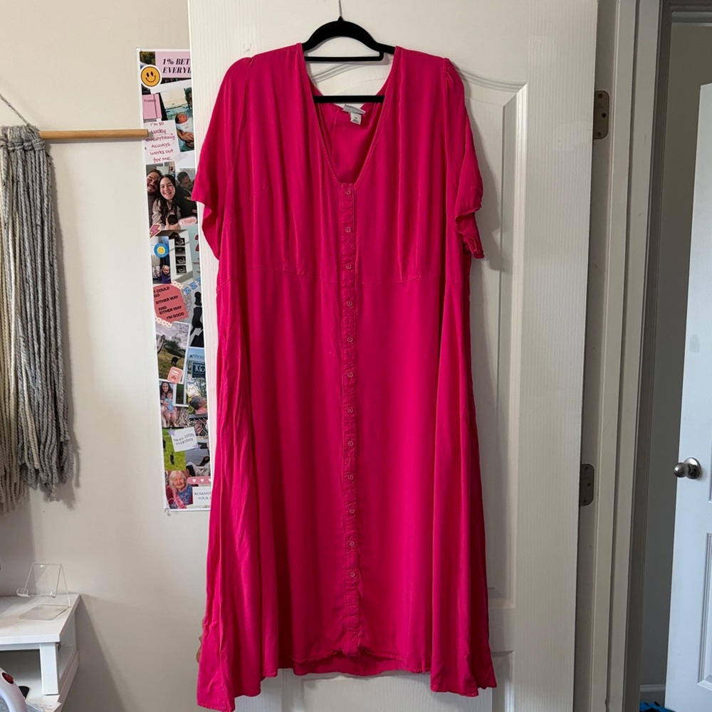 Ava & Viv Vibrant Pink Midi Dress